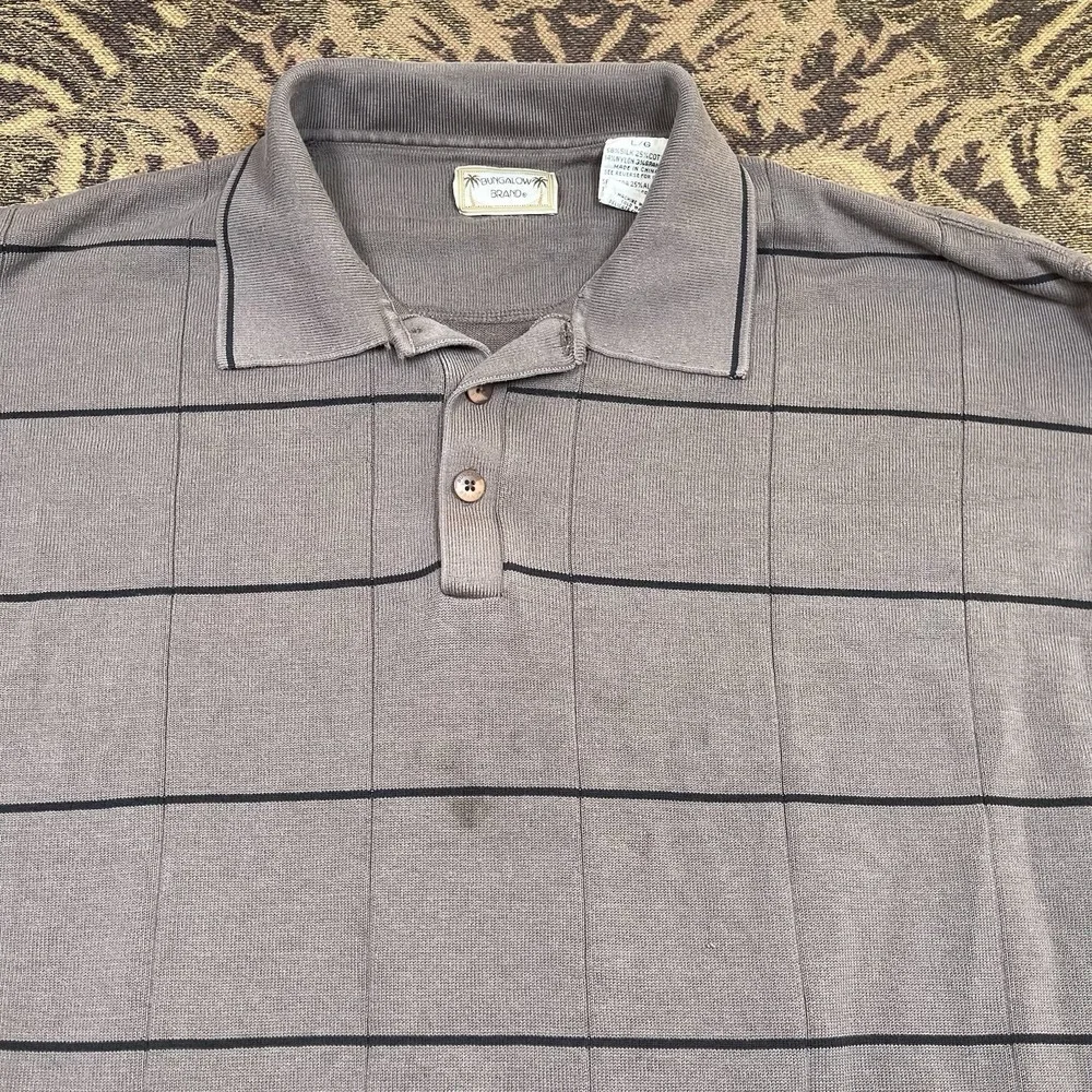 VTG Bungalow Brand Sweater Mens L Brown 1/4 Pullover Long Sleeve Silk Blend